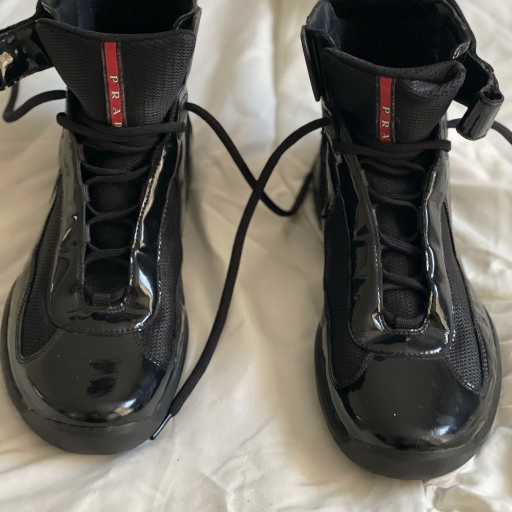 Shiny black Prada sneaker